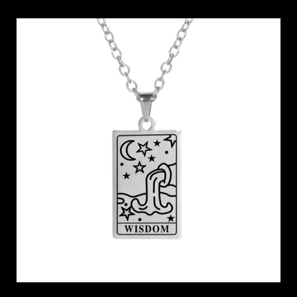 "WISDOM" Tarot Card Necklace